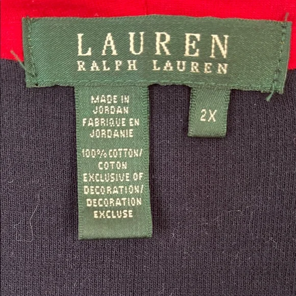 Ralph Lauren Red and Navy Cotton Hoodie - Picture 2 of 6